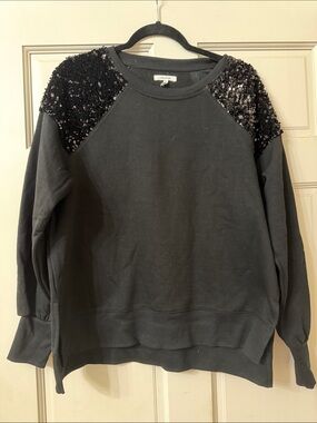 Maurices Black Sequin Shoulder Sweatshirt